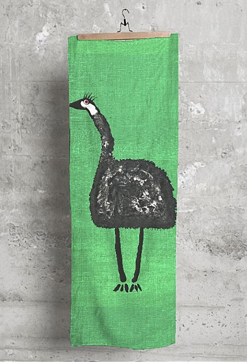 Aboriginal Scarves Emu on Grass