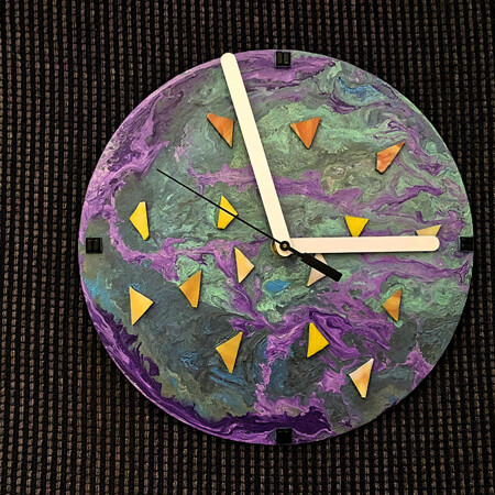 Aboriginal Artwork Clock, Canoe in Water