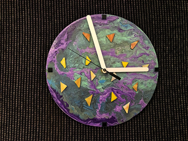 Aboriginal Artwork Clock, Canoe in Water